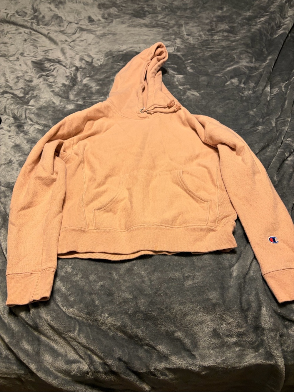 Champion Peach Cropped Hoodie in Warm Peach Tone